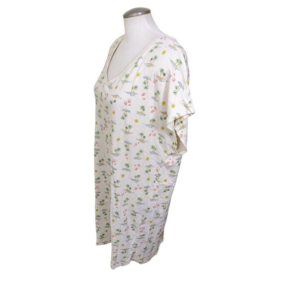 Womens Plus 2X Sleepwear Sleep Gown Palm Trees Sun Shells Vacation Resortwear - Picture 3 of 7